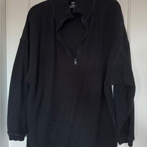 Black Ribbed Half-Zip Sweater